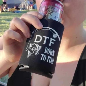 Down to Fish can cooler, men&#39;s birthday can cooler, fishing gift, fishing theme bday, DTF, down to fish, fishing can cooler, mens bday K213