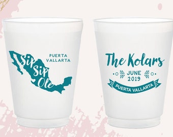 Sip Sip Ole mexico outline cup, destination wedding cup, Mexico wedding favor, sip sip party cup, personalized party favor, party cups C0066