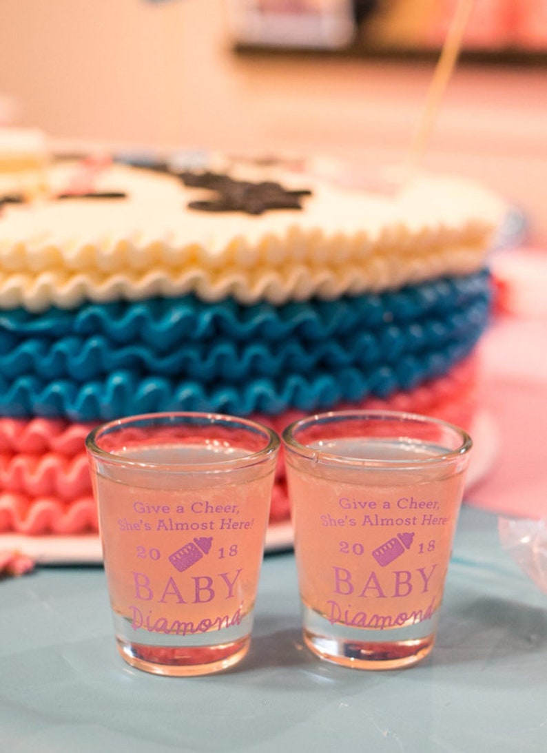 Give a Cheer Shot Glass Baby Shower Shot Glass Custom Shot Etsy