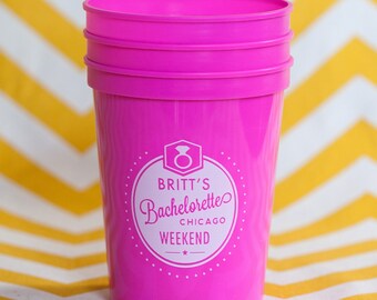 Bachelorette weekend plastic cups, party stadium cups, destination bachelorette cups, plastic party cups, customized bachelorette favor