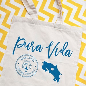 Costa Rica Wedding Tote Bag: Personalized Pura Vida Destination Favor