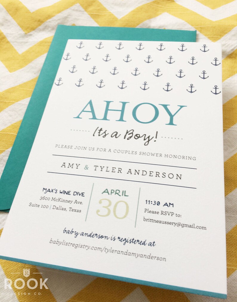 Ahoy Its a Boy Baby Shower Invitation Nautical Anchor Boy Etsy