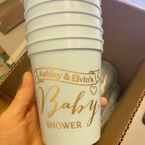 We Can Bearly Wait baby shower cup, custom baby shower cups, plastic party cups, baby shower bear theme, bearly wait for baby, baby shower image 6