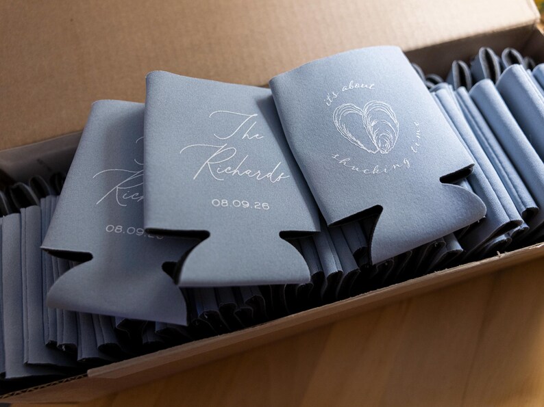 Oyster Roast Party Favors: Its About Shucking Time Wedding Can Coolers image 9