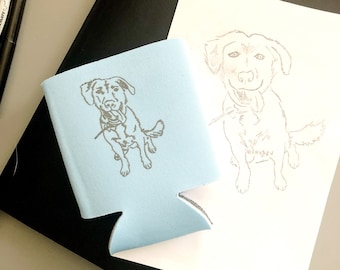 Custom Pet Portrait Can Coolers: Personalized Wedding Favors