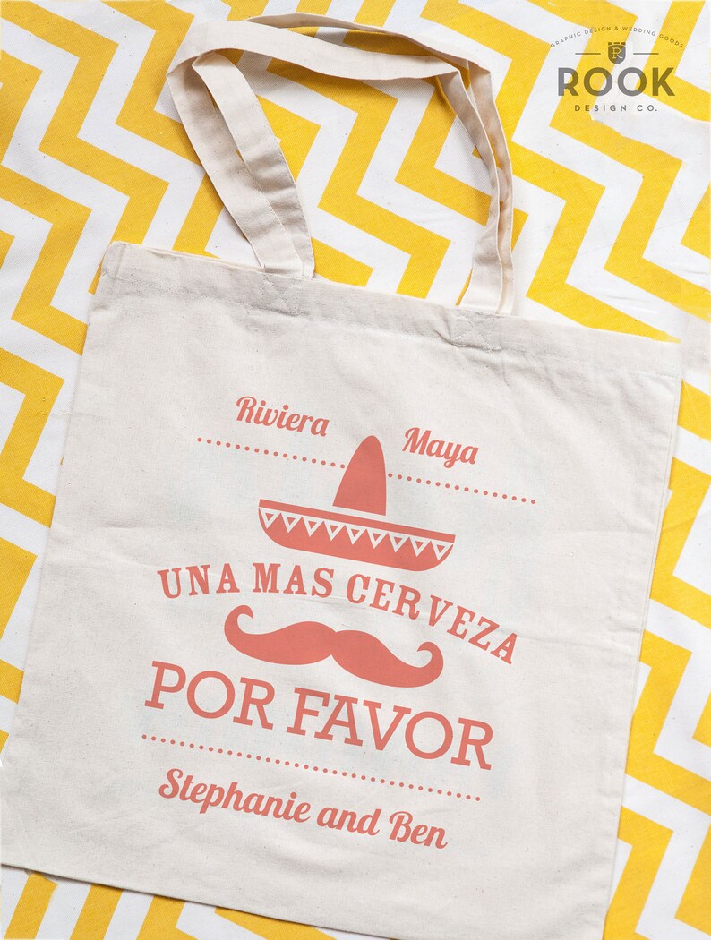 10 bags wedding gift welcome bag Mexico tote bag beach tote Una Mas Cerveza Por Favor tote destination wedding tote bag
