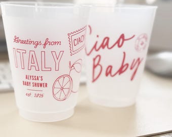 Ciao Baby Shower Cups: Italian Theme Party Favors