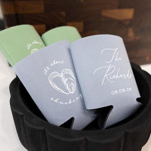 Oyster Roast Party Favors: Its About Shucking Time Wedding Can Coolers image 5