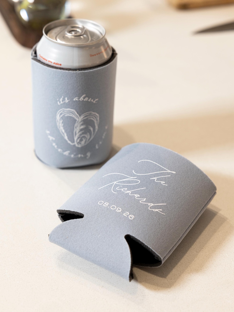 Oyster Roast Party Favors: Its About Shucking Time Wedding Can Coolers image 7