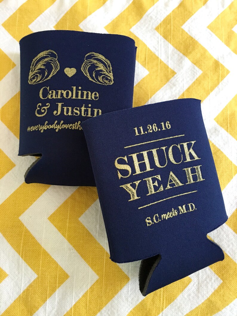 Oyster Roast party favors Shuck Yeah can cooler- 12 qty oyster shell oyster roast couples shower oyster can coolers Maryland can cooler