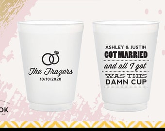 Married and all I got was this damn cup, funny party cups, booze birthday party, plastic party cup, wedding bar cups, cocktail cup, beer cup