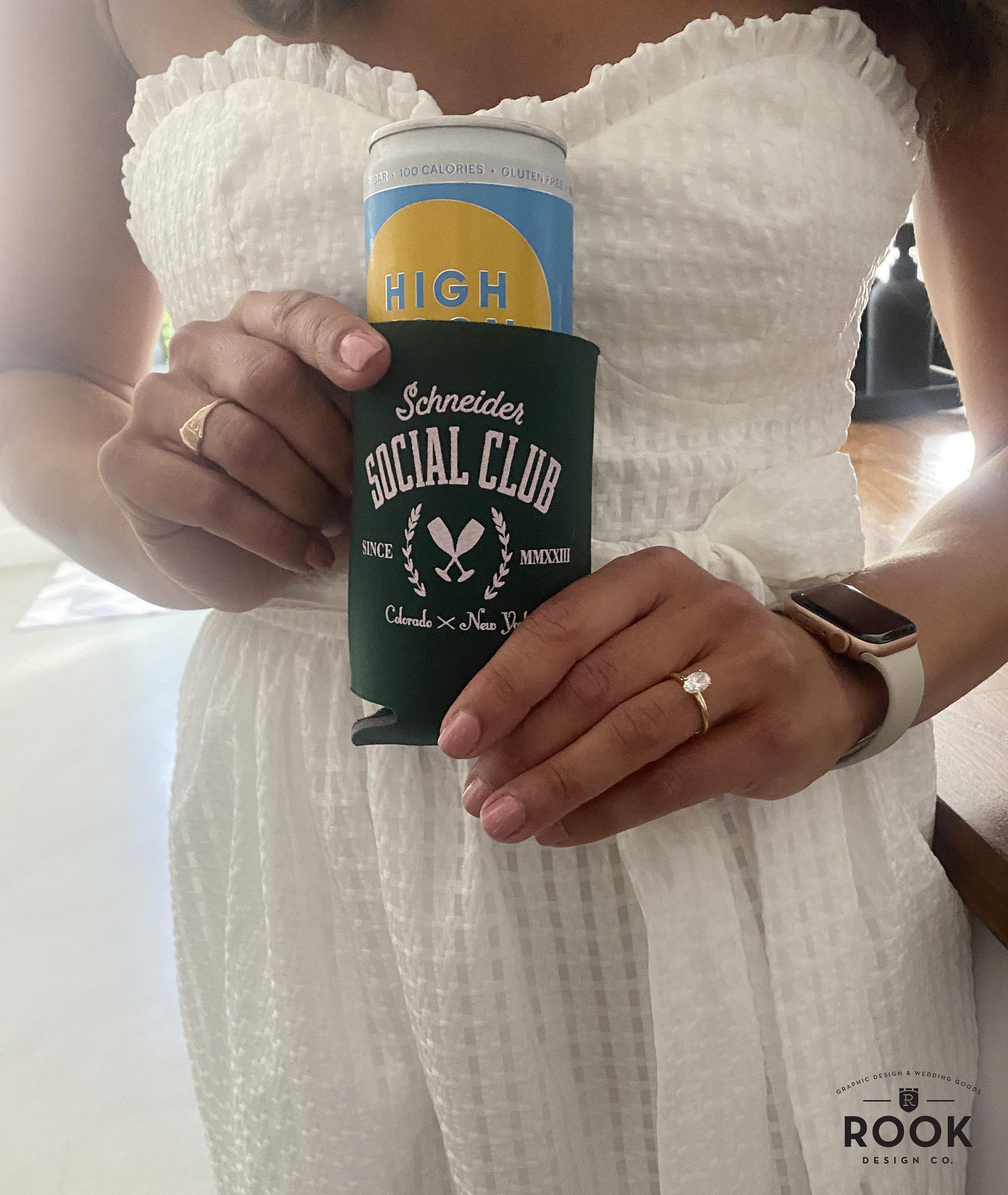 Social Club logo can coolers, friend group can coolers, country club theme, wedding favor, beer huggy, beer party favors, wedding logo K0246
