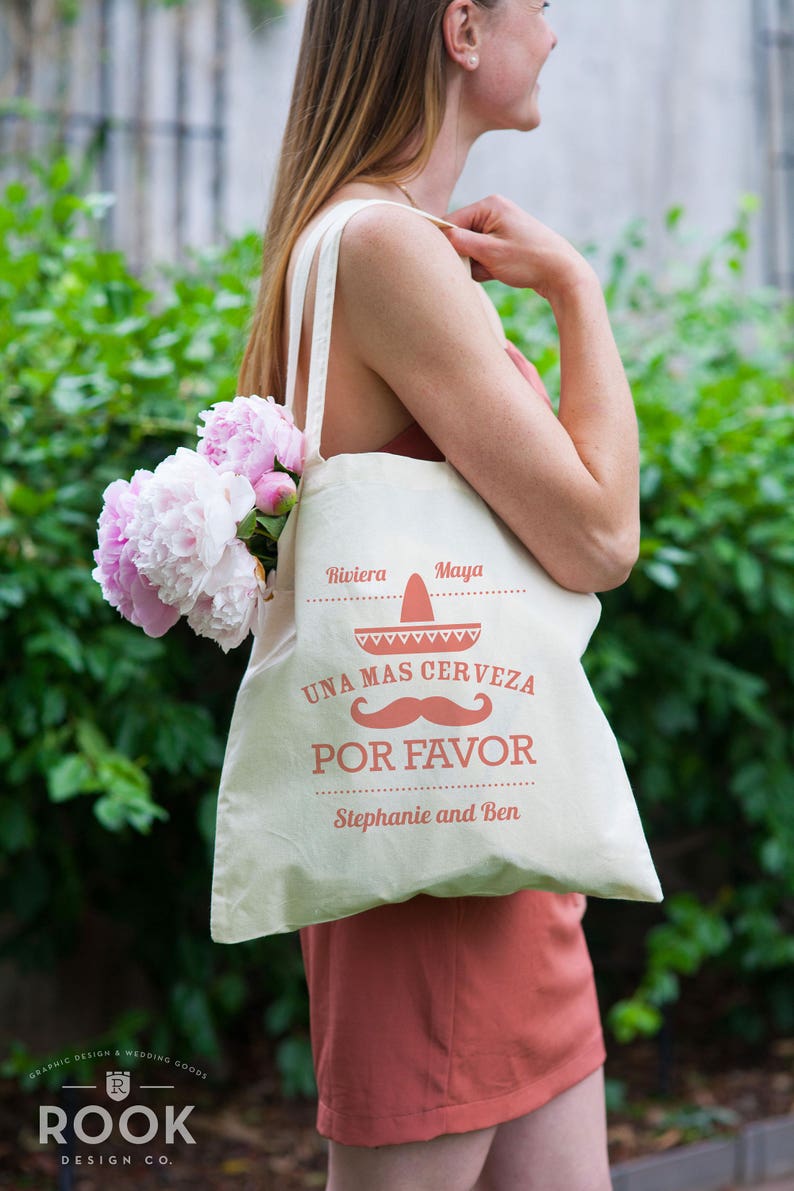 10 bags wedding gift welcome bag Mexico tote bag beach tote Una Mas Cerveza Por Favor tote destination wedding tote bag