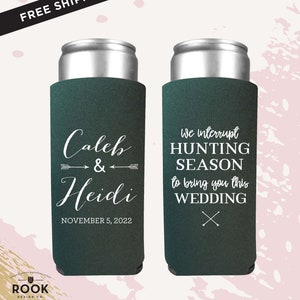Hunting Season Wedding Slim Can Cooler: Personalized Seltzer Holder
