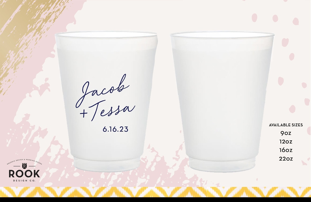 Scripted Cups Personalized Wedding Party Cups: Styled Script, Shatterproof, 16oz - Etsy