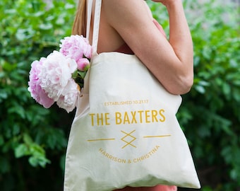 Modern wedding tote, wedding canvas bag, last name wedding tote, wedding tote, wedding party gift, wedding souvenir bag, hipster tote