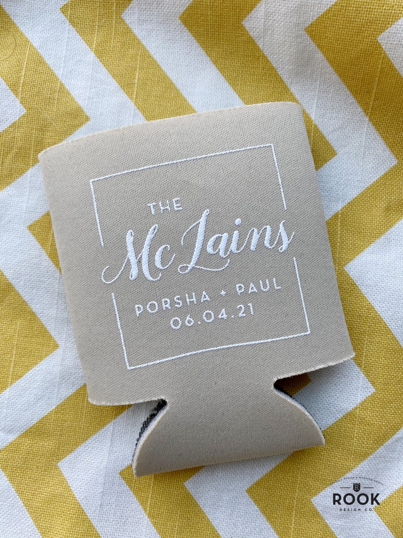 formal wedding can coosy new last name classy can coolie Elegant last name wedding can cooler classy wedding favor wedding can coosies
