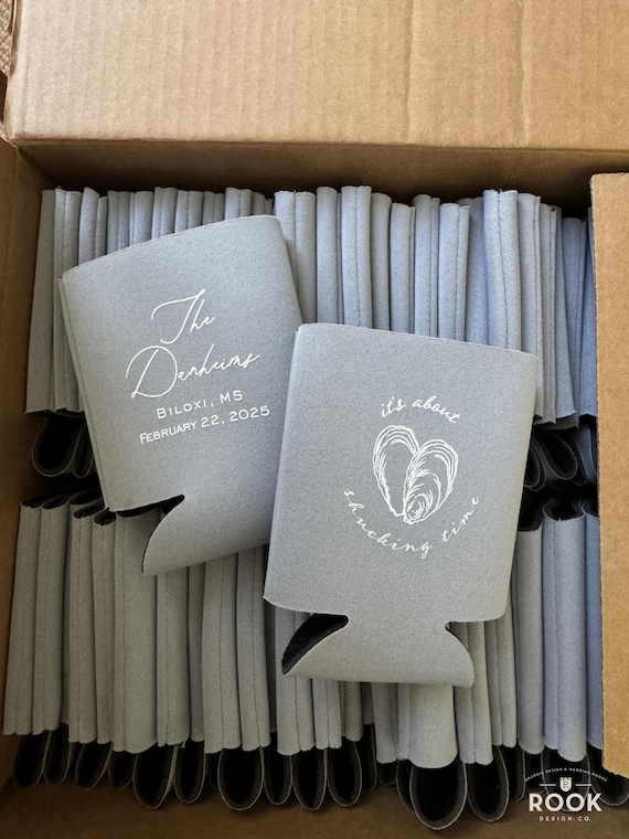 Oyster Roast Party Favors: Shuck Yeah Wedding Can Coolers