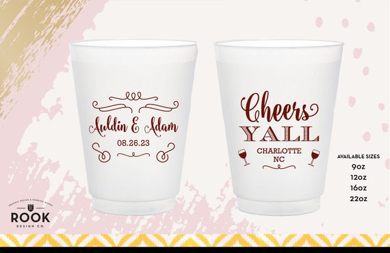 Cheers Y'all Plastic Cups, Country Wedding Cups, Custom Wedding Cups,  Frosted Party Cups, Country Wedding Theme, Funny Plastic Beer Cup C025 