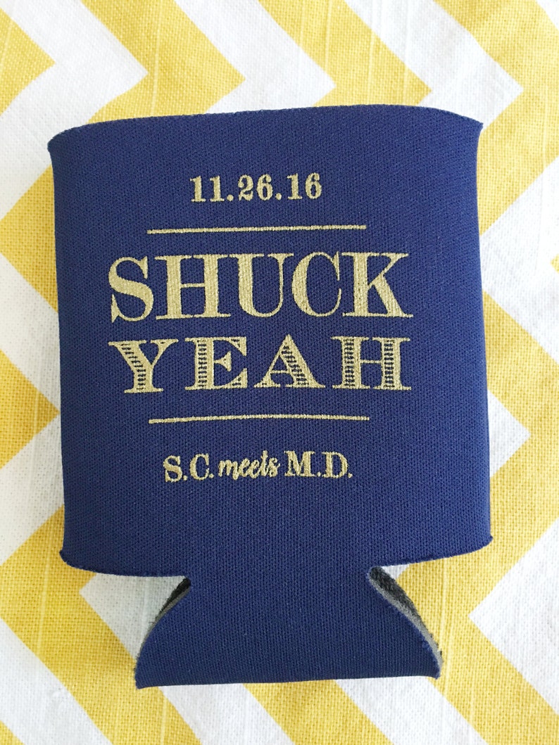 Oyster Roast party favors Shuck Yeah can cooler- 12 qty oyster shell oyster roast couples shower oyster can coolers Maryland can cooler