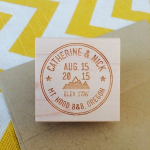 Mountain Address Stamp: Personalized Outdoor Wedding Theme