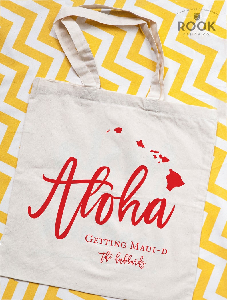 Aloha Tote Bag Hawaii Canvas Tote Bag Aloha Maui Wedding Etsy