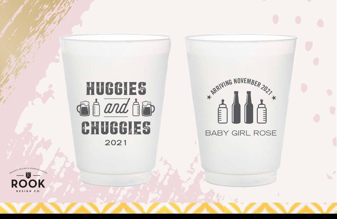 Diaper Drive Baby Shower Cups Chuggies Shower Favors, Coed Baby Shower