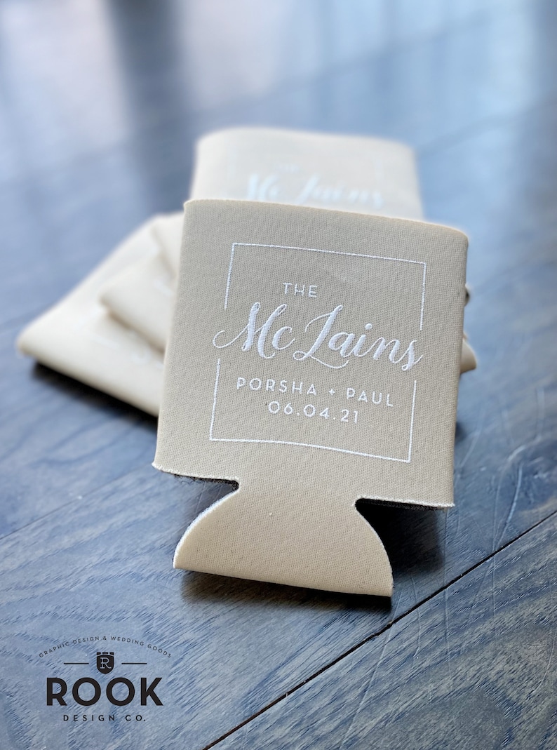 formal wedding can coosy new last name classy can coolie Elegant last name wedding can cooler classy wedding favor wedding can coosies