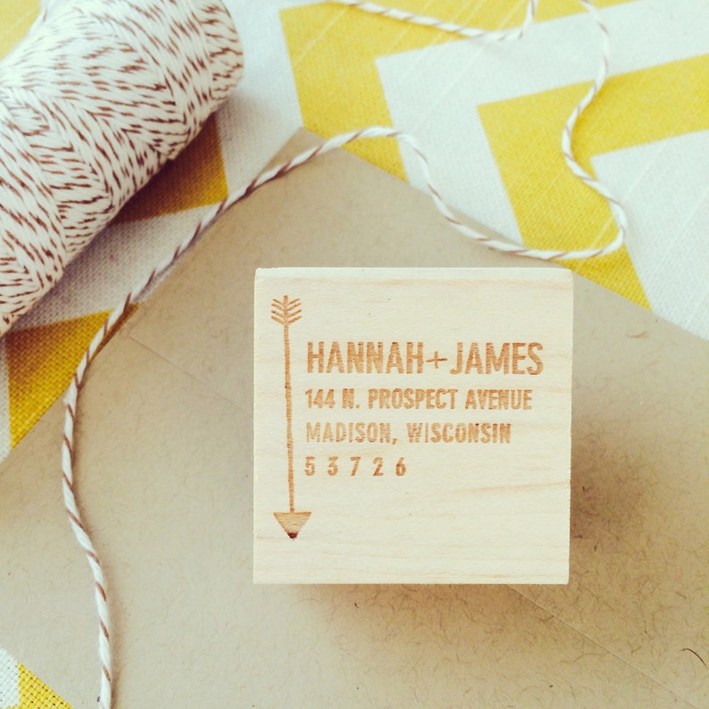 Address Stamp with Arrow, Bohemian address stamp, hipster address stamp, modern custom address stamp, 2x2 stamp image 2