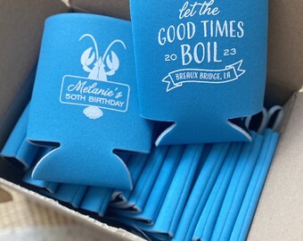 Crawfish Boil Party Can Coolers: Custom Insulated Can Sleeves