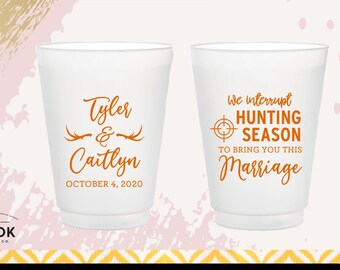 Funny Hunting Wedding Cups: Antler Design, Hunter Groom Favor