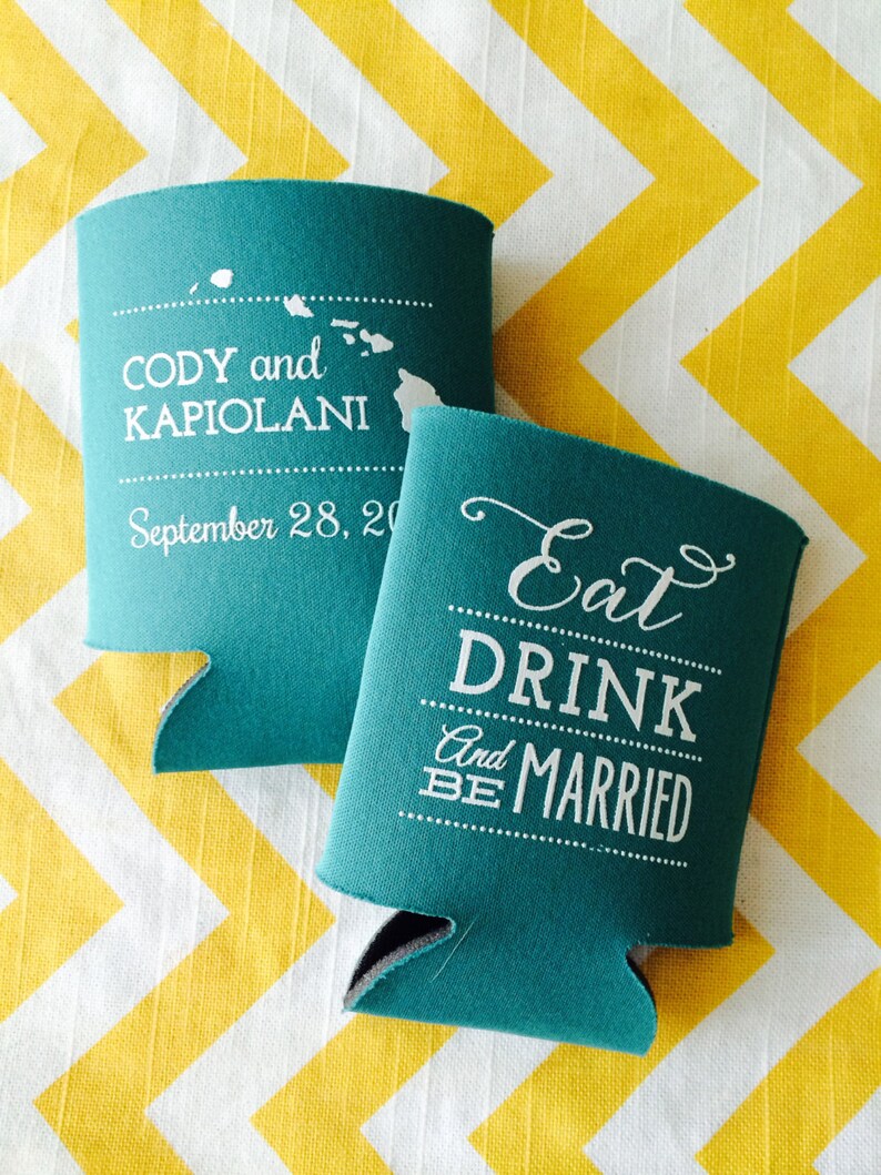 Eat Drink and Be Married can coolers Wedding Beer holders Etsy