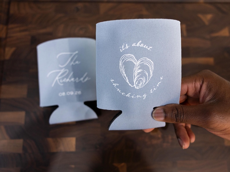 Oyster Roast Party Favors: Its About Shucking Time Wedding Can Coolers image 8