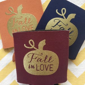 Personalized Pumpkin Can Coolers: Fall Wedding Party Favors