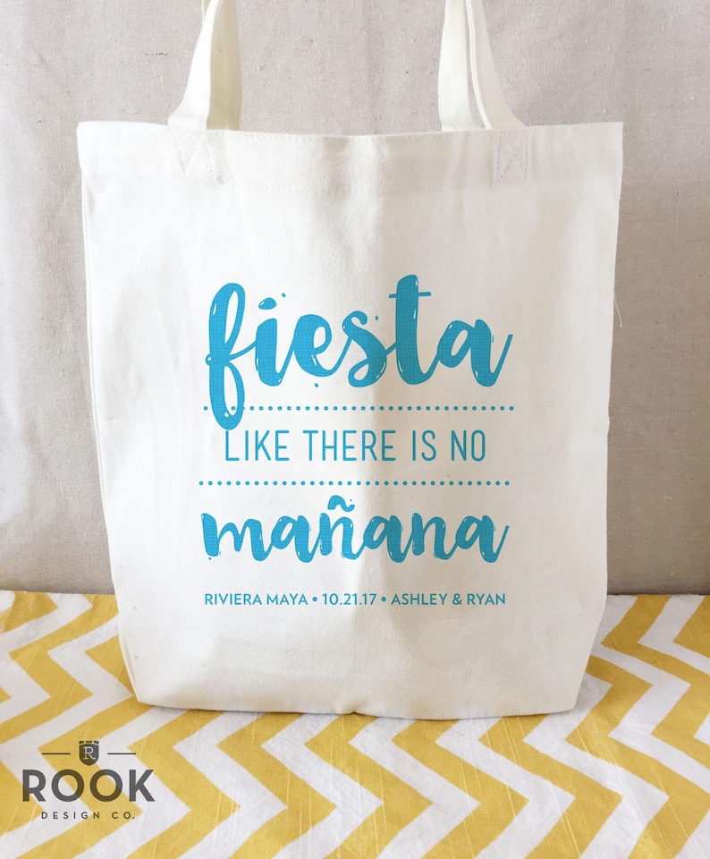 wedding tote Fiesta like there is no manana wedding tote wedding canvas bag mexico wedding favor 100 bags hotel welcome bag