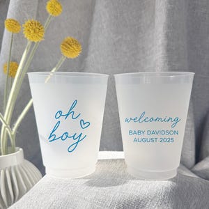 Personalized &#39;Oh Boy&#39; Baby Shower Cups: Shatterproof Custom Party Favors