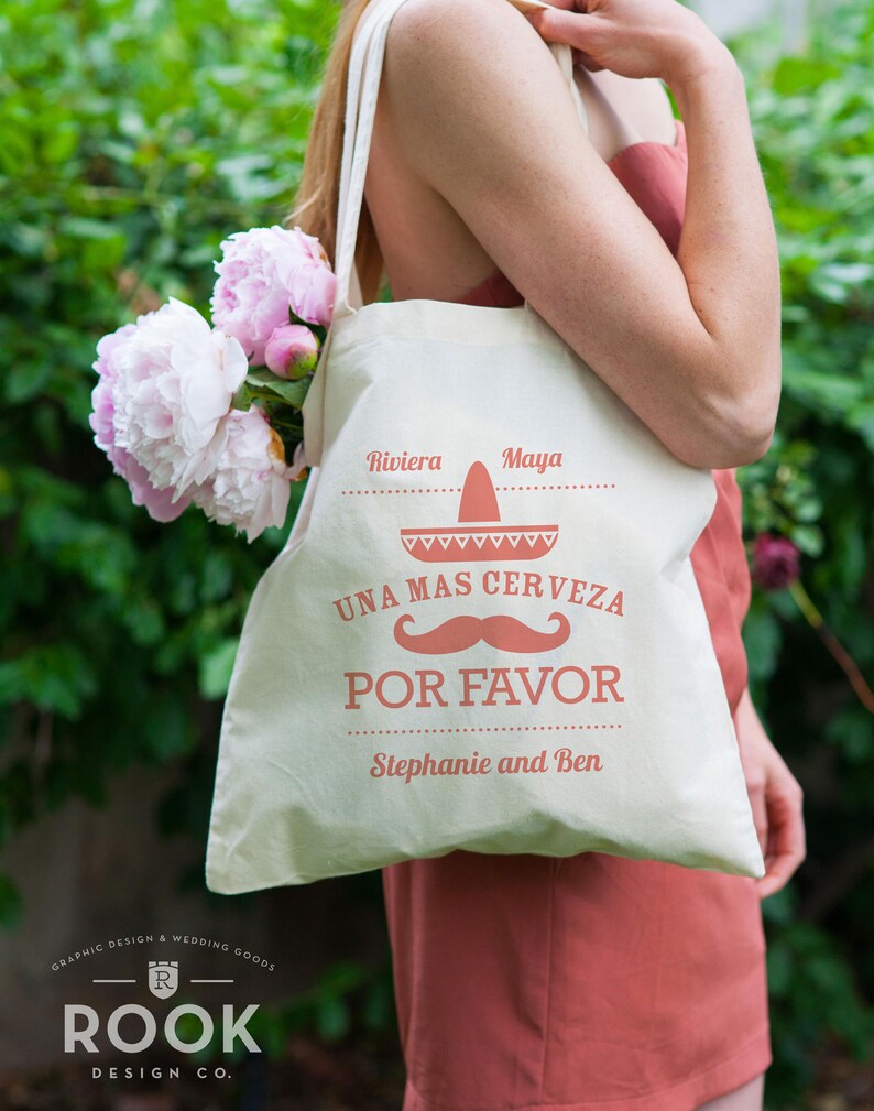 10 bags wedding gift welcome bag Mexico tote bag beach tote Una Mas Cerveza Por Favor tote destination wedding tote bag