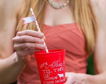 Let's Party til the Cows Come Home plastic cups, party stadium cups, wedding cups, bachelorette favor, plastic party cups, dairy farm C0034