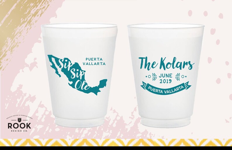 Sip Sip Ole mexico outline cup Mexico wedding favor personalized party favor party cups mexic destination wedding cup sip sip party cup