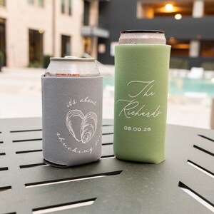 Oyster Roast Party Favors: Its About Shucking Time Wedding Can Coolers image 11