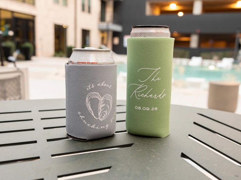 Oyster Roast Party Favors: Its About Shucking Time Wedding Can Coolers image 11