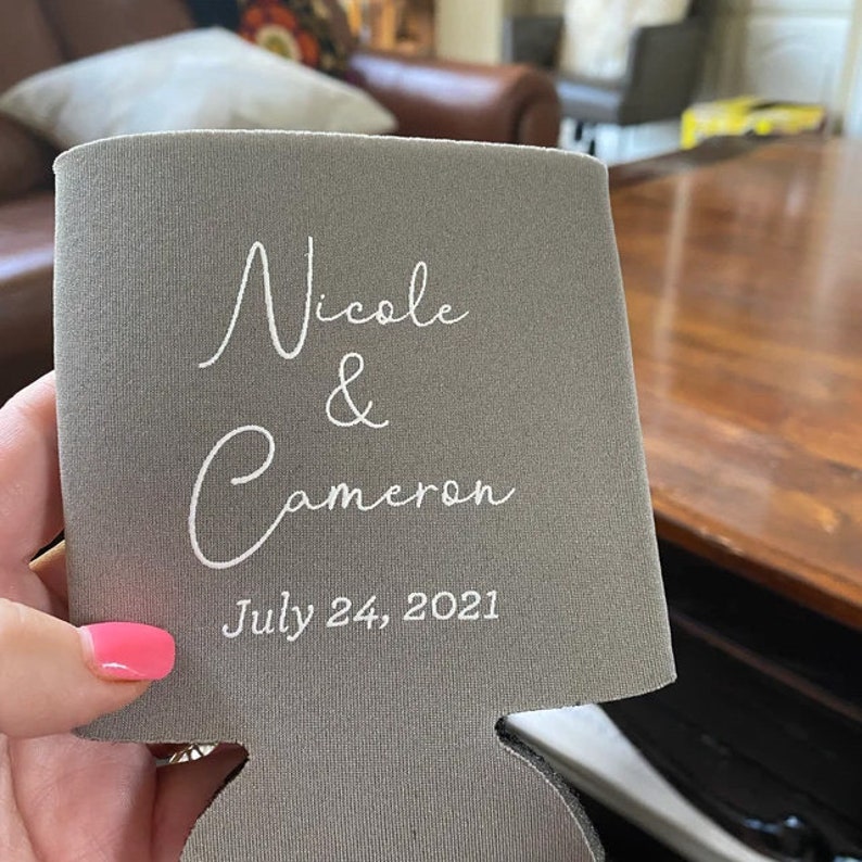 About Damn Time wedding can cooler, funny delayed wedding cooler, wedding favors, About Damn Time can cooler, wedding favor, can cooli K0085 image 6