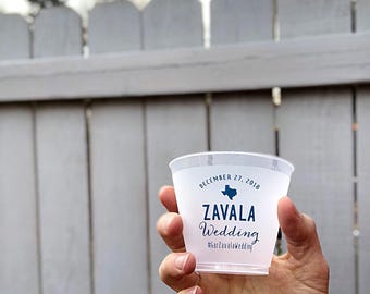 Personalized Wedding Party Cups: 9 oz Shatterproof Plastic Cocktail Cups