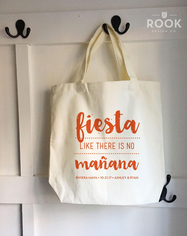 wedding tote Fiesta like there is no manana wedding tote wedding canvas bag mexico wedding favor 100 bags hotel welcome bag