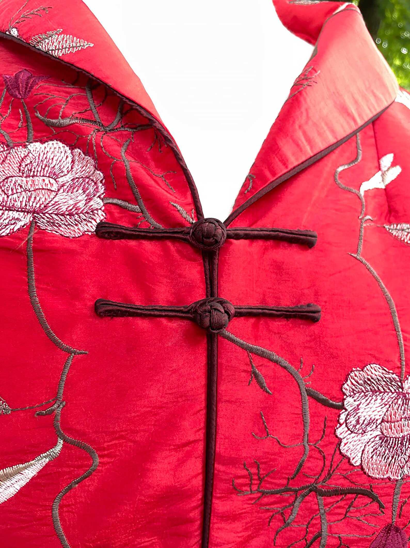 Vintage Red Chinese Embroidered Jacket Hip Length Frog Etsy
