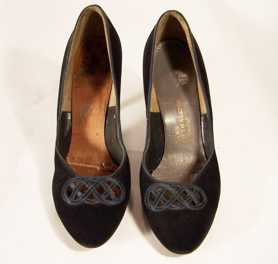 Vintage Ladies' Shoes 1960s Blue Suede Size 5/6, … - image 4