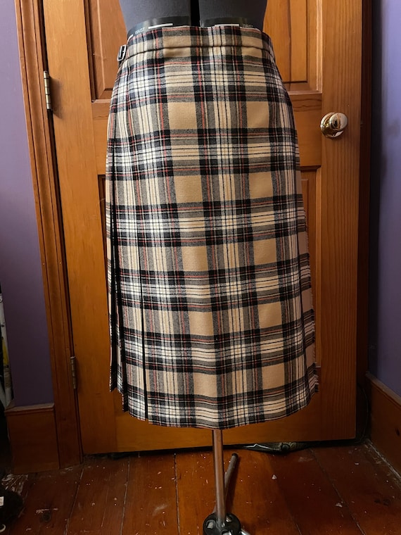 Vintage Wool Tartan Plaid Kilt Skirt Slimming Drop