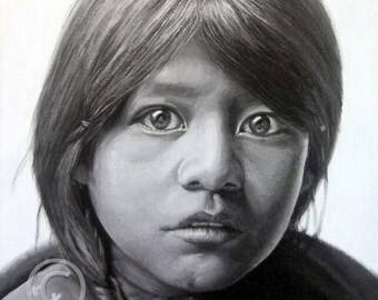 Acrylic Painting Fine Art Giclee Print, Matted, TAOS GIRL