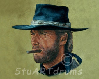 Acrylic Painting Fine Art Giclee Print, CLINT EASTWOOD, 10x8