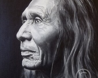 Acrylic Painting Fine Art Giclee Print, Matted, NEZ PERCE INDIAN